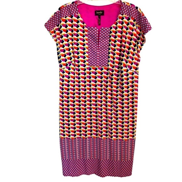 Laundry by Shelli Segal Shocking Pink Multi Dress Size Large - Picture 1 of 7